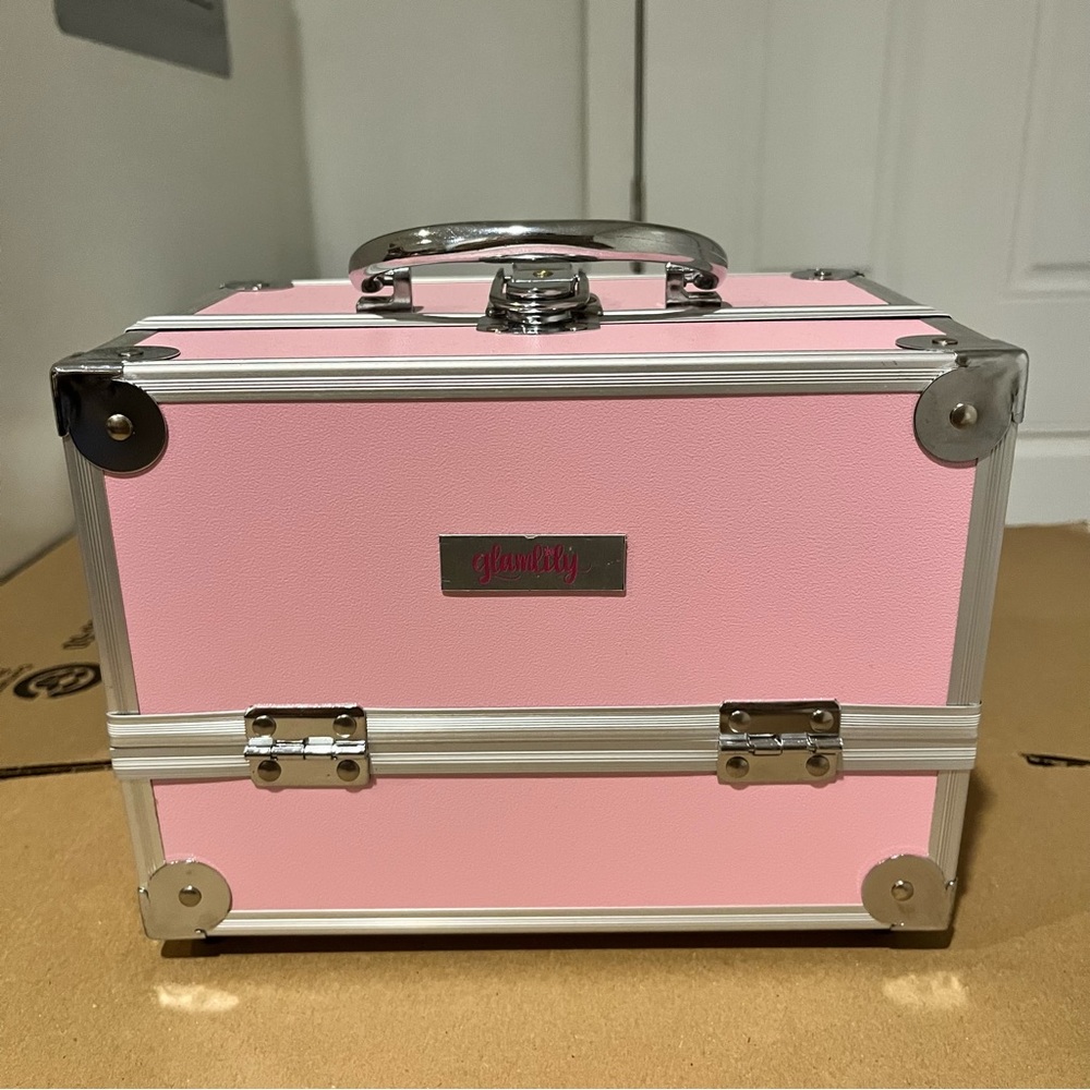 Makeup train case cosmetics box with lock